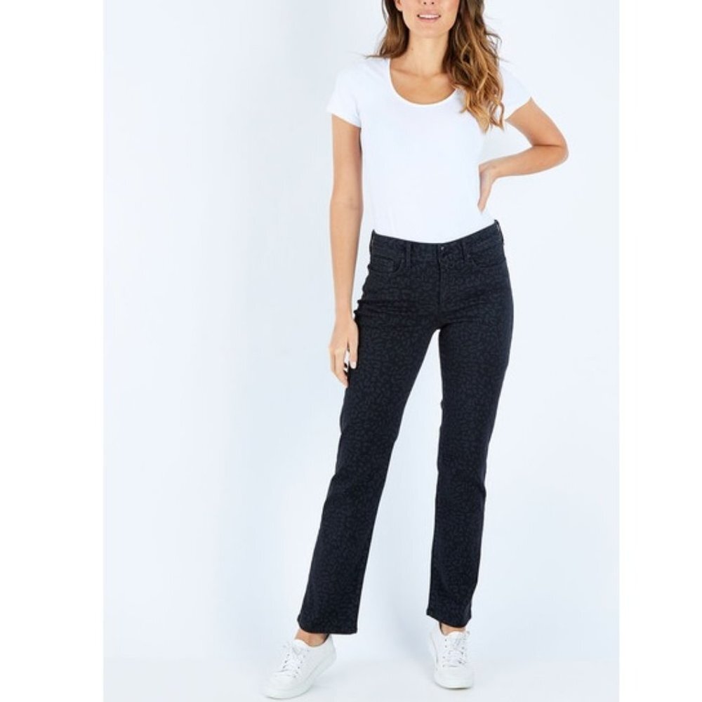 NYDJ Marilyn Leopard Print Straight Leg Jeans